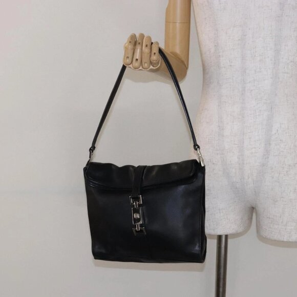GUCCI Jackie Shoulder Bag Leather Black Silver 001 3734 Auth ep10249 - Picture 1 of 16